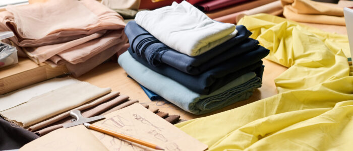 Group of objects on workplace of contemporary tailor or fashion designer